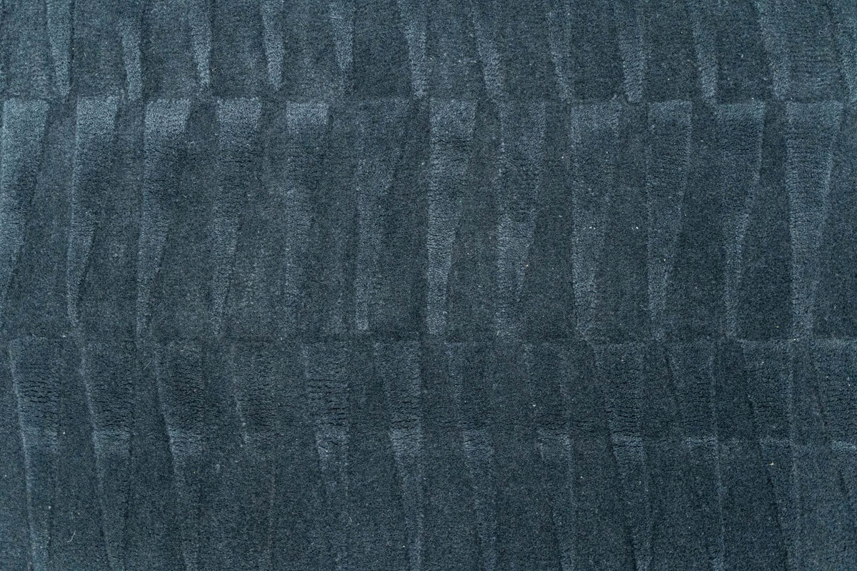 Teal Wool Rug, hand tufted New Zealand wool in a deep teal with a carved pattern in the pile.