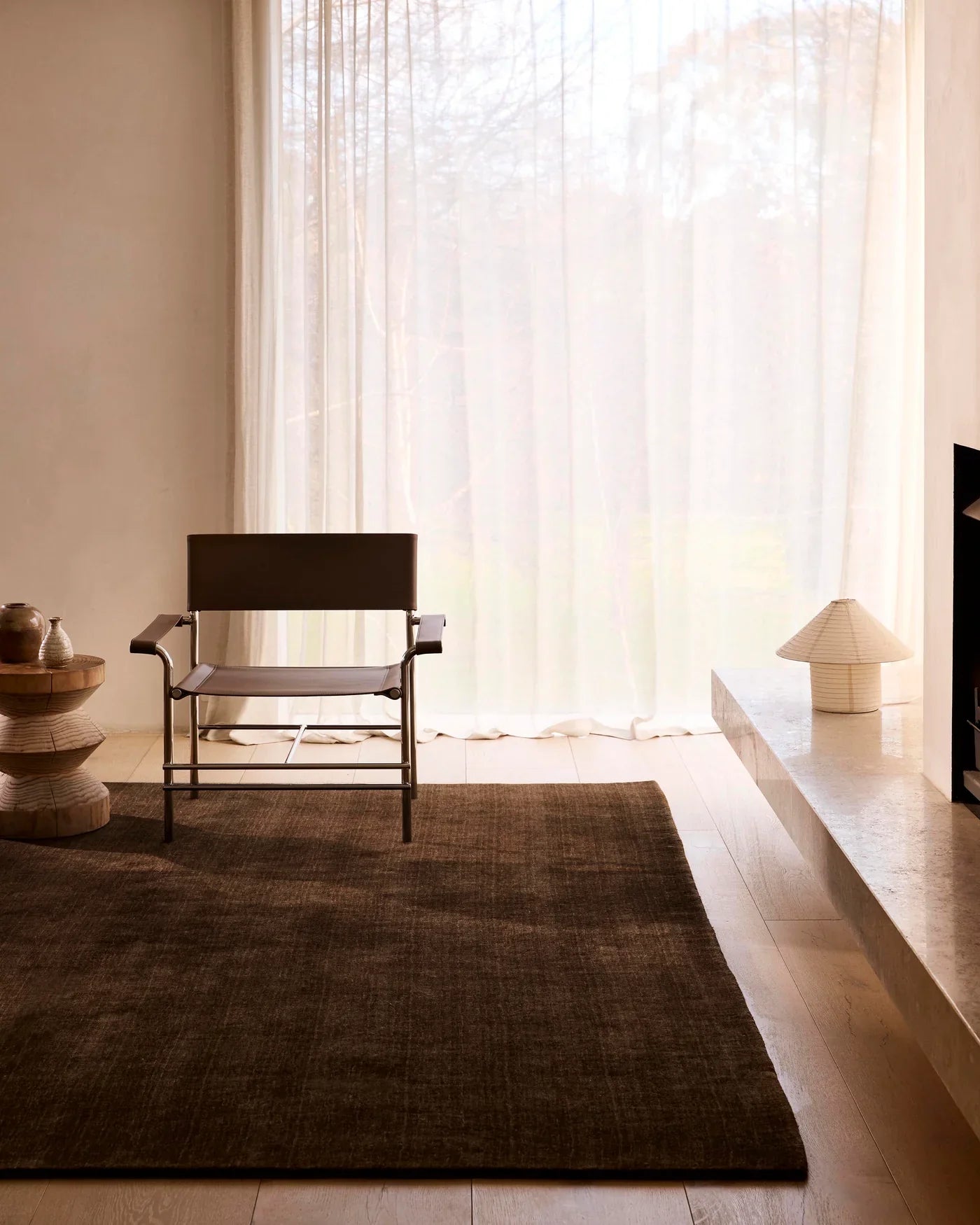 Rugberry handcrafted wool rug in a bright UAE interior with natural light