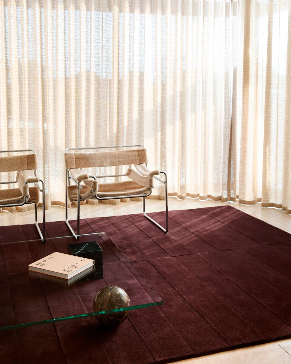 A handmade Rugberry rug photographed in an interior setting, from the Milk and Sugar lifestyle shoot